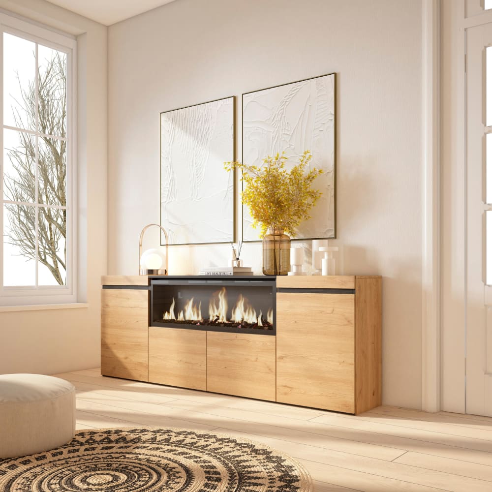 Détail du veinage chêne du buffet COZY