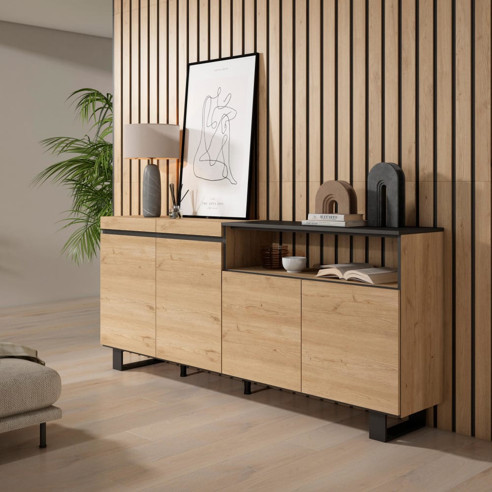Détail des pieds bois du buffet COZY