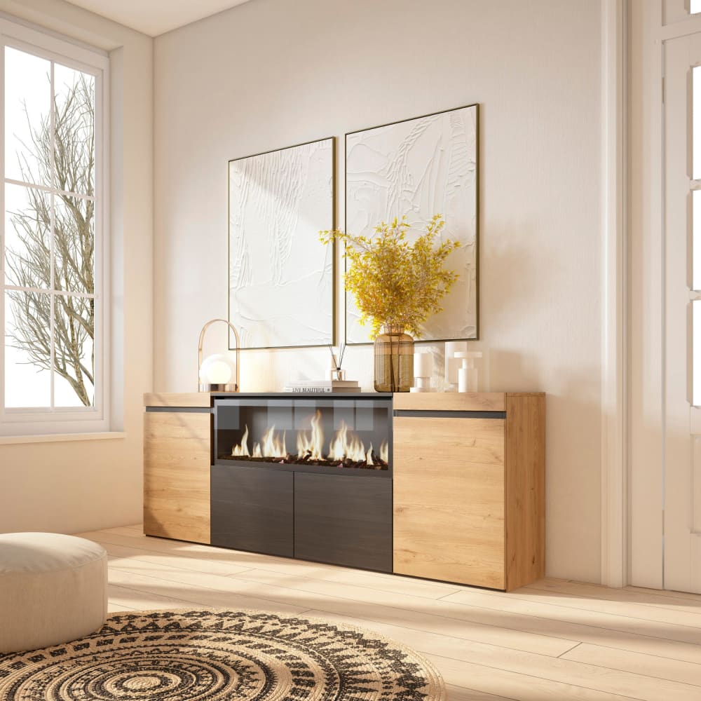 Détail du veinage chêne du buffet COZY