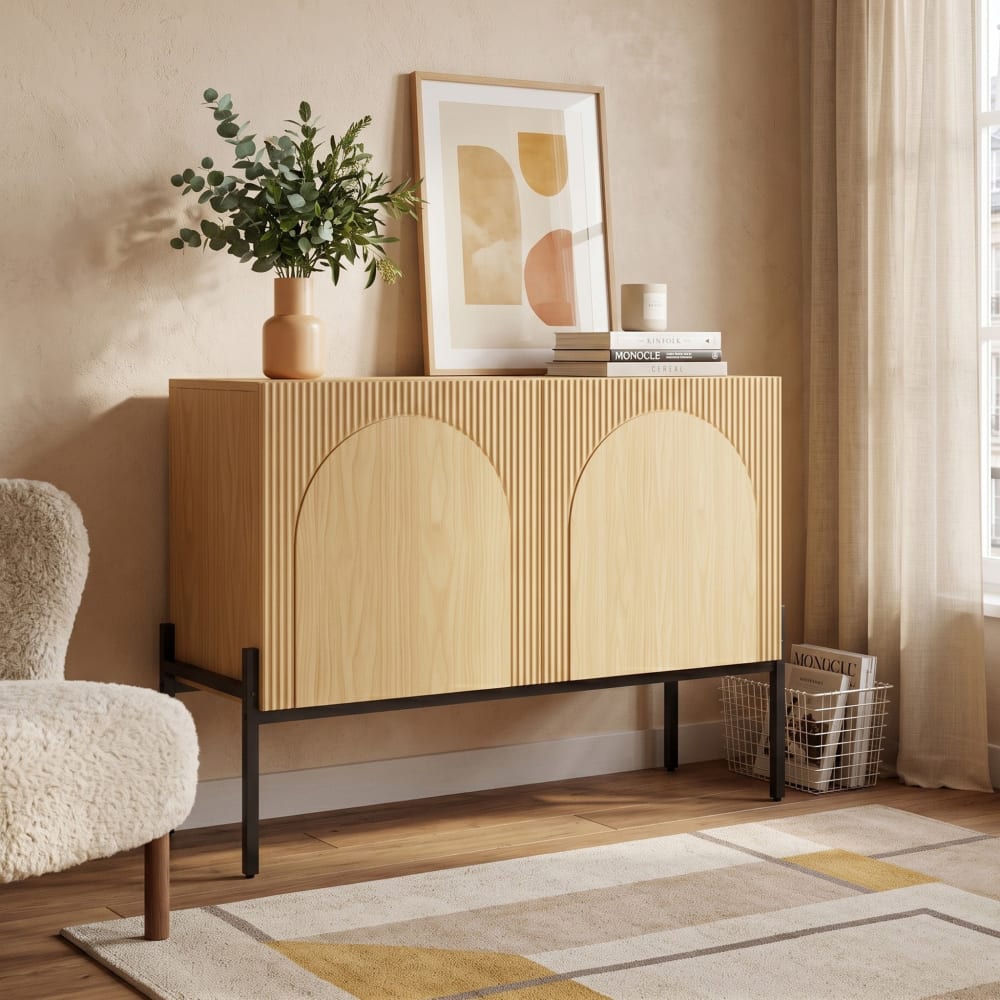 Buffet URBAN MEUBLE portes ouvertes sur son volume de rangement