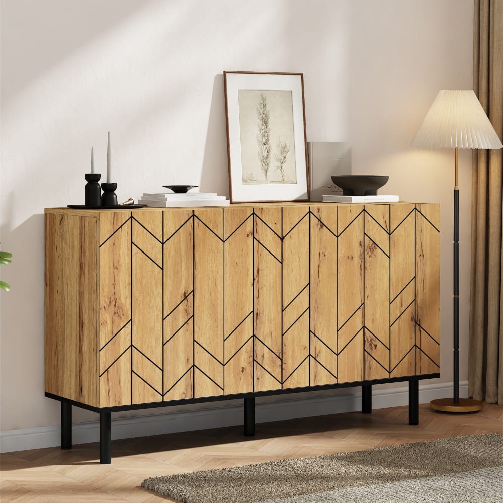 Détail du motif chevron des portes du buffet URBAN MEUBLE