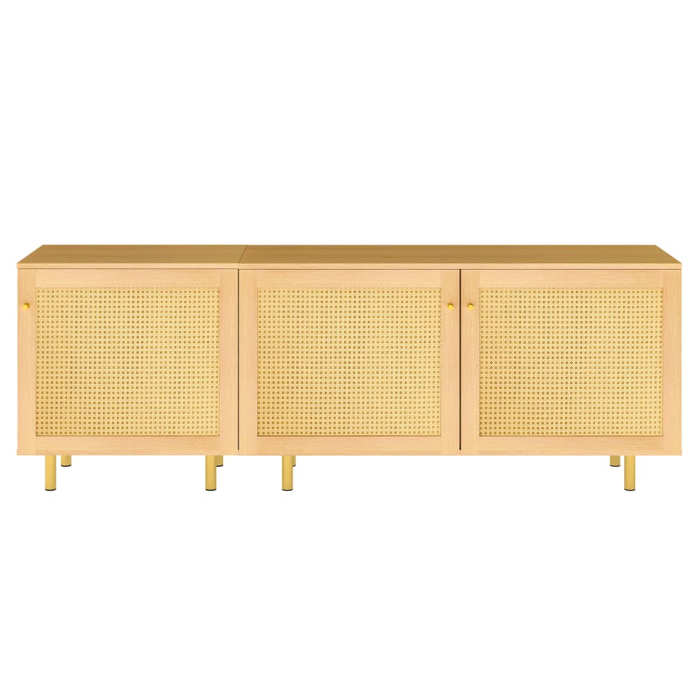 Grand buffet enfilade URBAN MEUBLE 180 cm à 3 portes en rotin effet bois