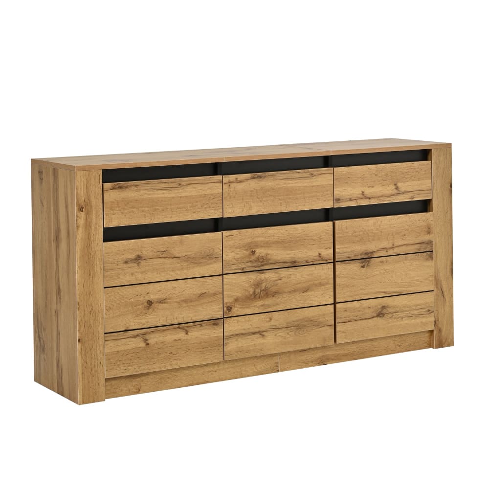 Buffet URBAN MEUBLE effet bois et noir 135 cm avec 3 portes et 3 tiroirs