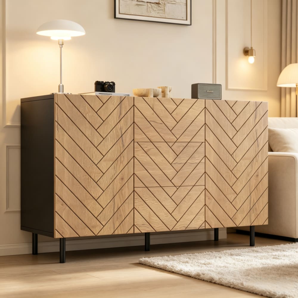 Buffet URBAN MEUBLE tiroirs ouverts sur le rangement
