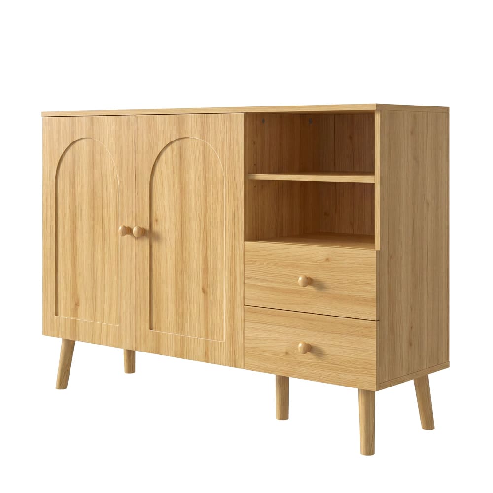 Buffet bahut URBAN MEUBLE 118 cm effet bois naturel à portes courbées