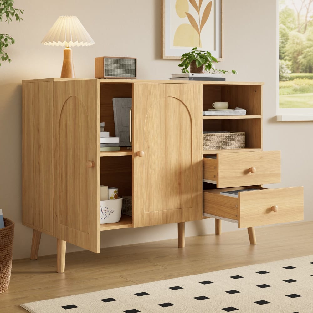 Buffet URBAN MEUBLE avec ses tiroirs et niches ouvertes