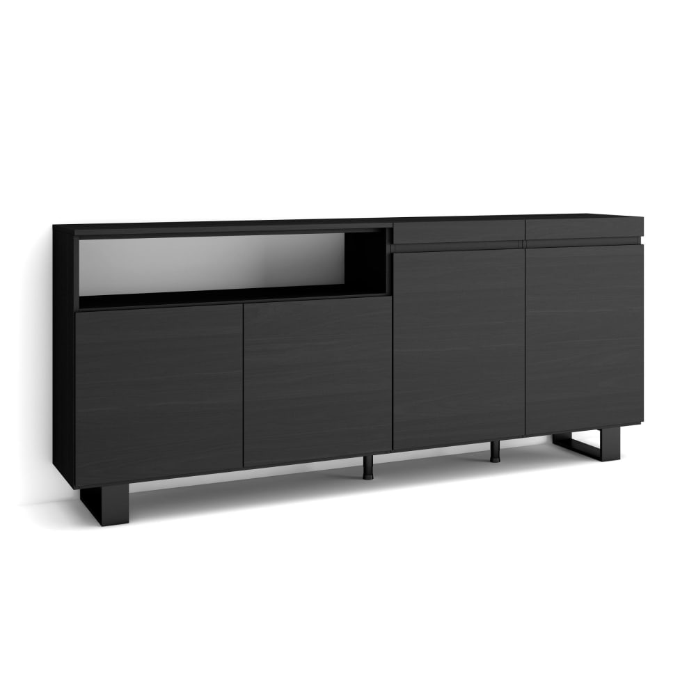 Buffet enfilade COZY noir 200 cm sur piètement métal