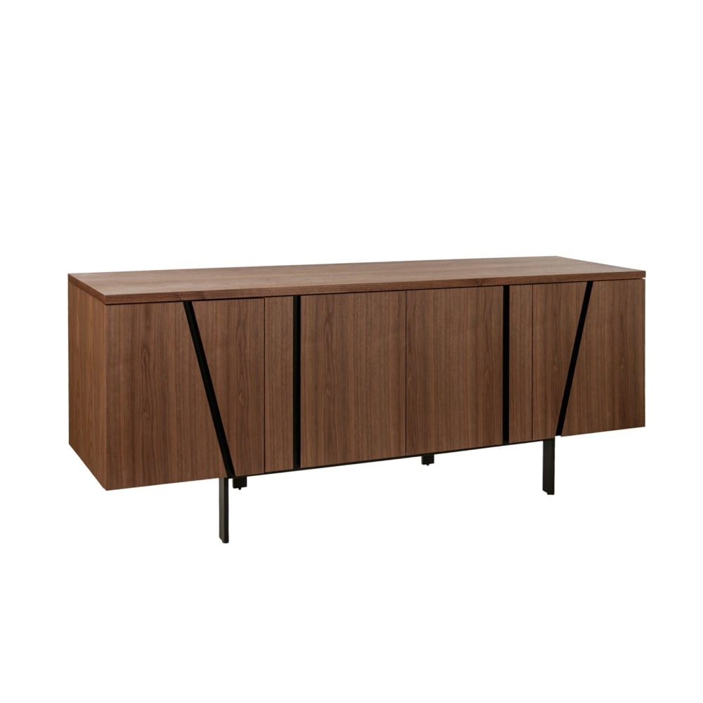 Grand buffet enfilade ANGEL CERDA en noyer et acier noir 191 cm
