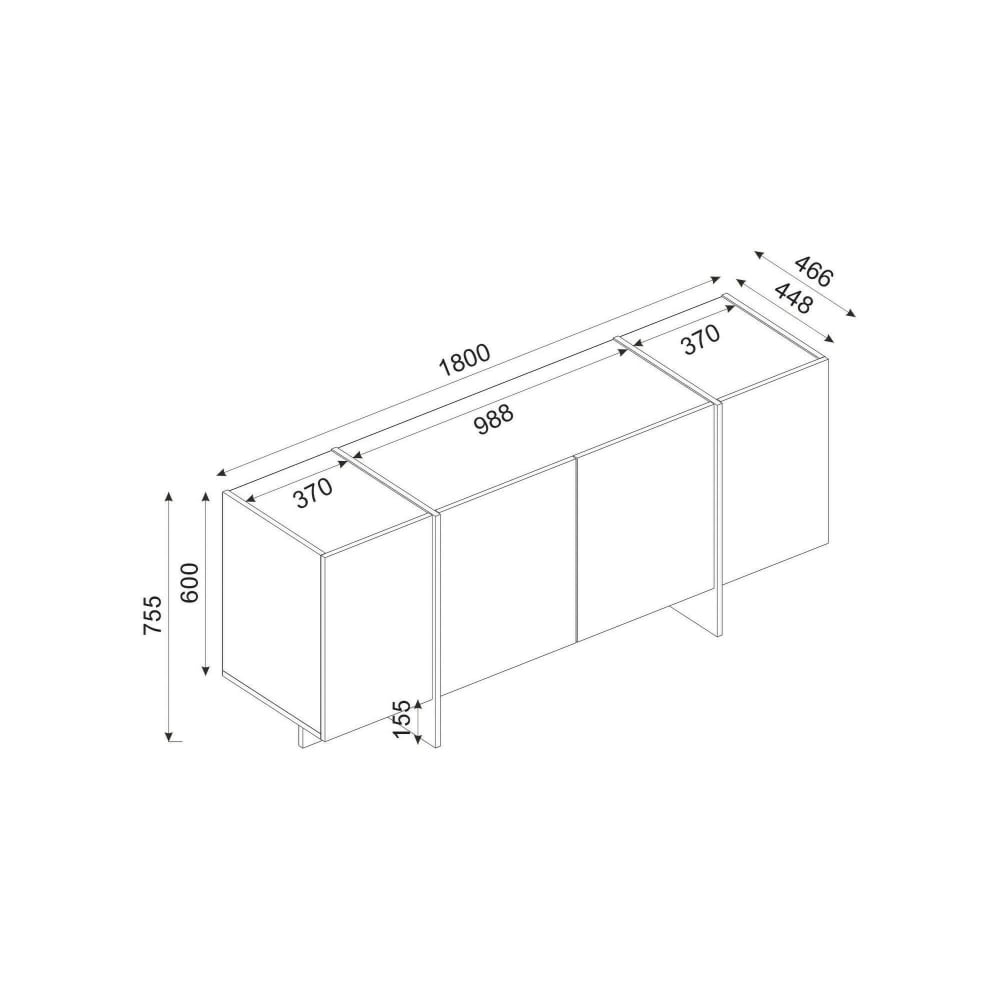 Buffet ASTO portes ouvertes sur son rangement