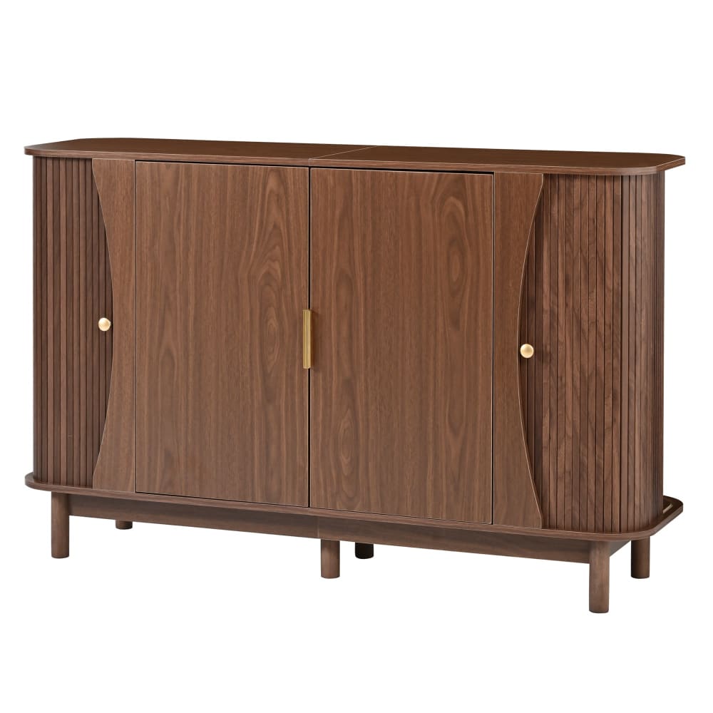 Buffet URBAN MEUBLE effet noyer 140 cm à portes coulissantes à lames