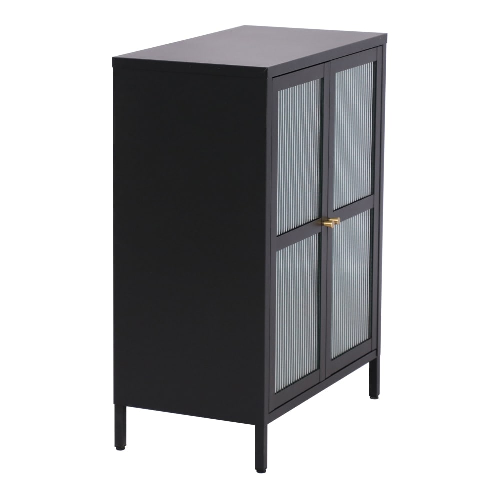 Petit buffet vitrine HELLOSHOP26 en acier noir et verre ondulé de 64 cm