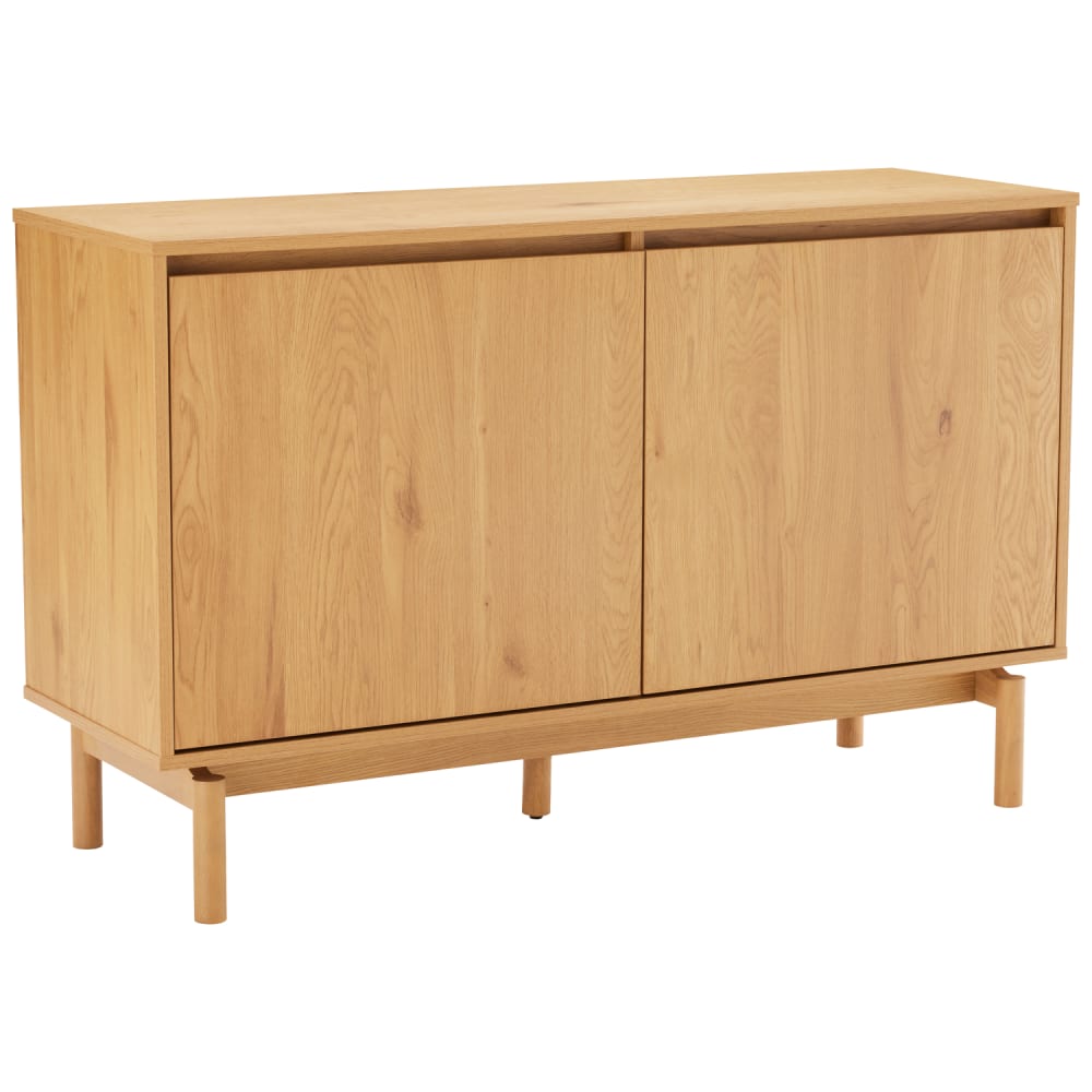 Buffet bahut SARAH 120 cm effet bois clair à 2 portes sur pieds