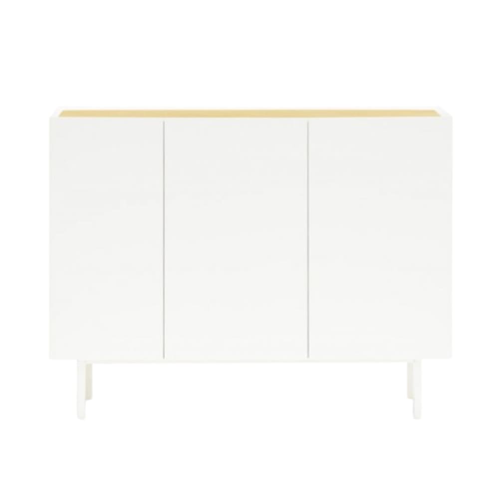 Buffet ARISTA blanc mat 110 cm avec 3 portes et 3 tiroirs sur pieds métal