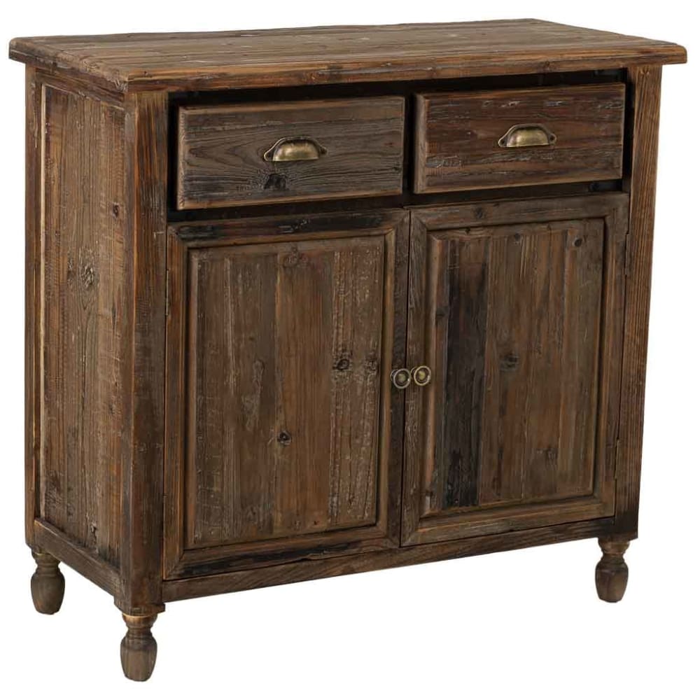 Buffet rustique MINERVA en sapin brun vieilli 2 portes et 2 tiroirs