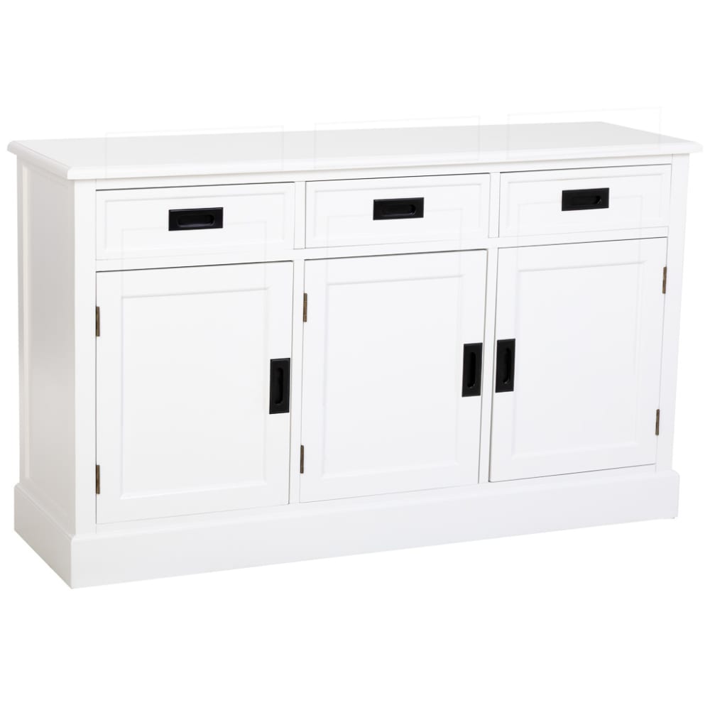 Buffet KLARA laqué blanc 135 cm avec 3 portes et 3 tiroirs