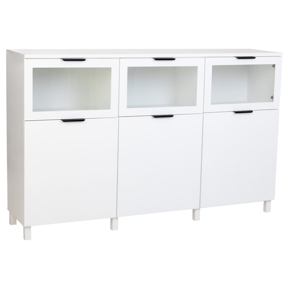 Grand buffet KEA en bois blanc 180 cm avec 3 portes et 3 tiroirs