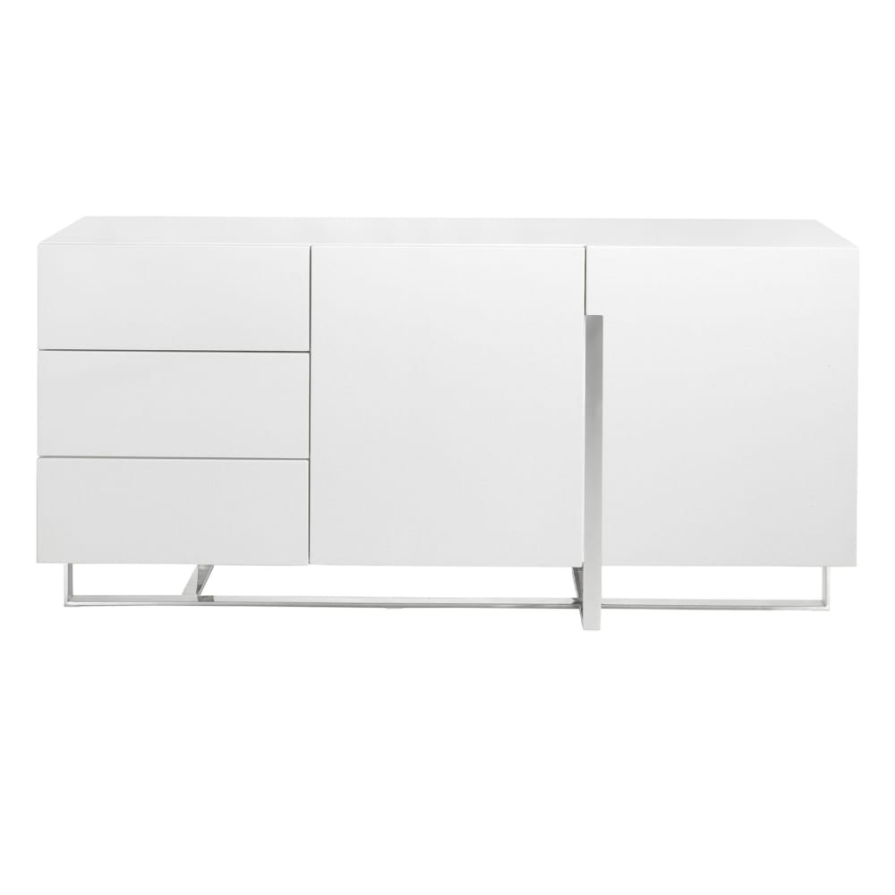 Vue latérale du buffet ANGEL CERDA blanc laqué
