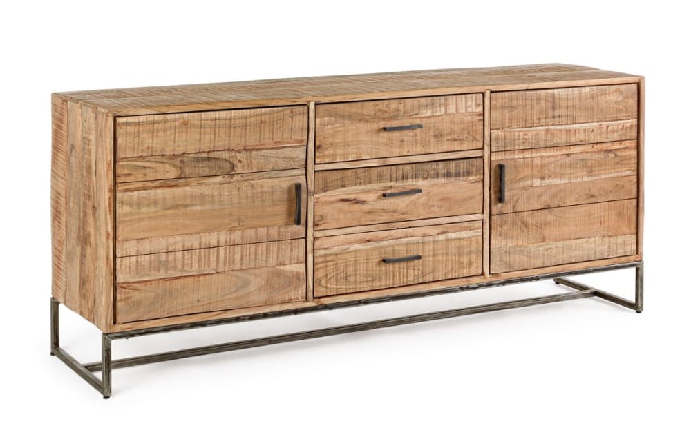 Buffet enfilade ELMER en acacia et acier anthracite 175 cm