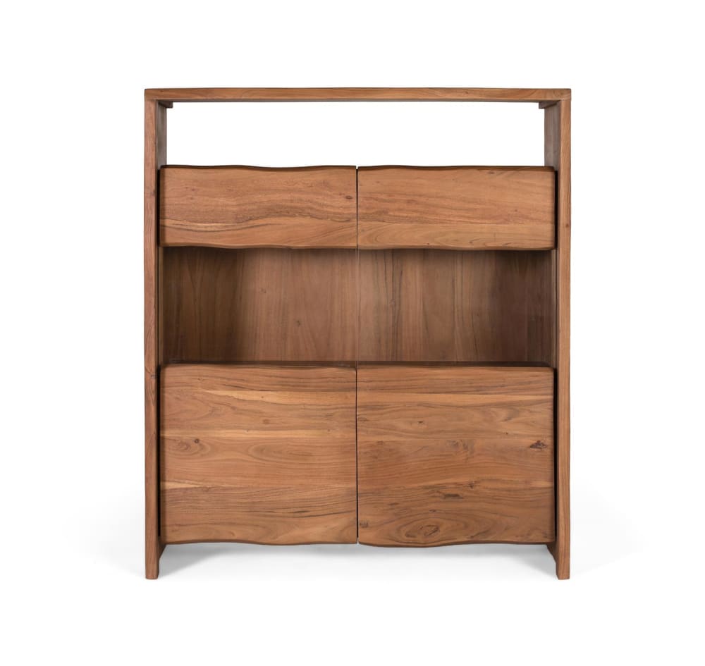 Buffet vaisselier GINER Y COLOMER en acacia massif 130 cm avec portes vitrées