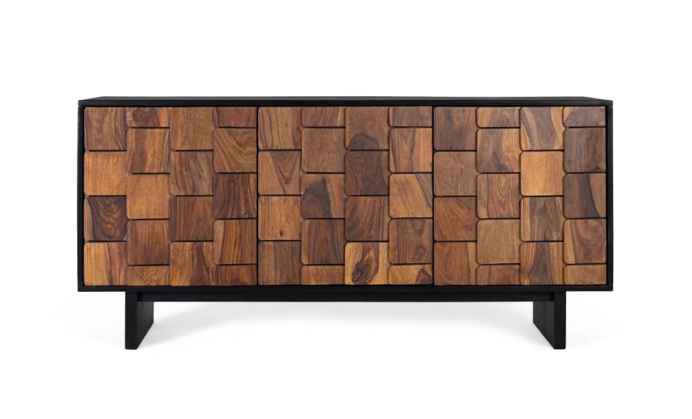 Buffet bahut GINER Y COLOMER en manguier wengé et sheesham 160 cm à 3 portes