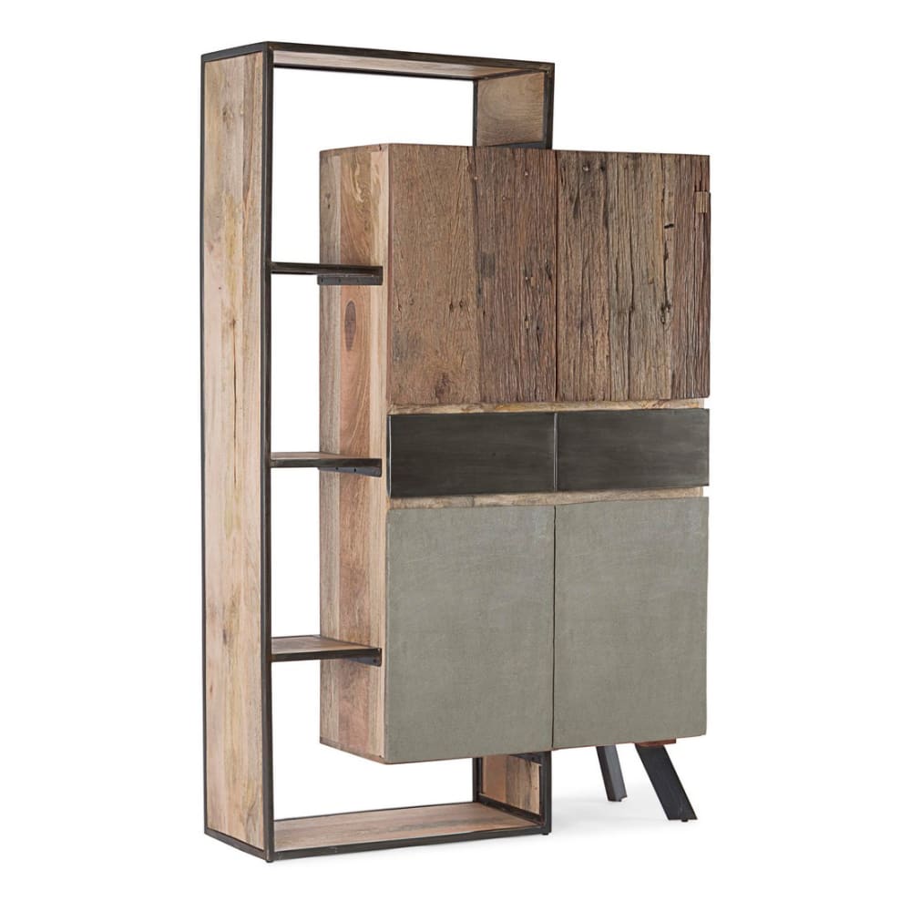 Buffet haut MANCHESTER en manguier et acier noir 118 x 180 cm