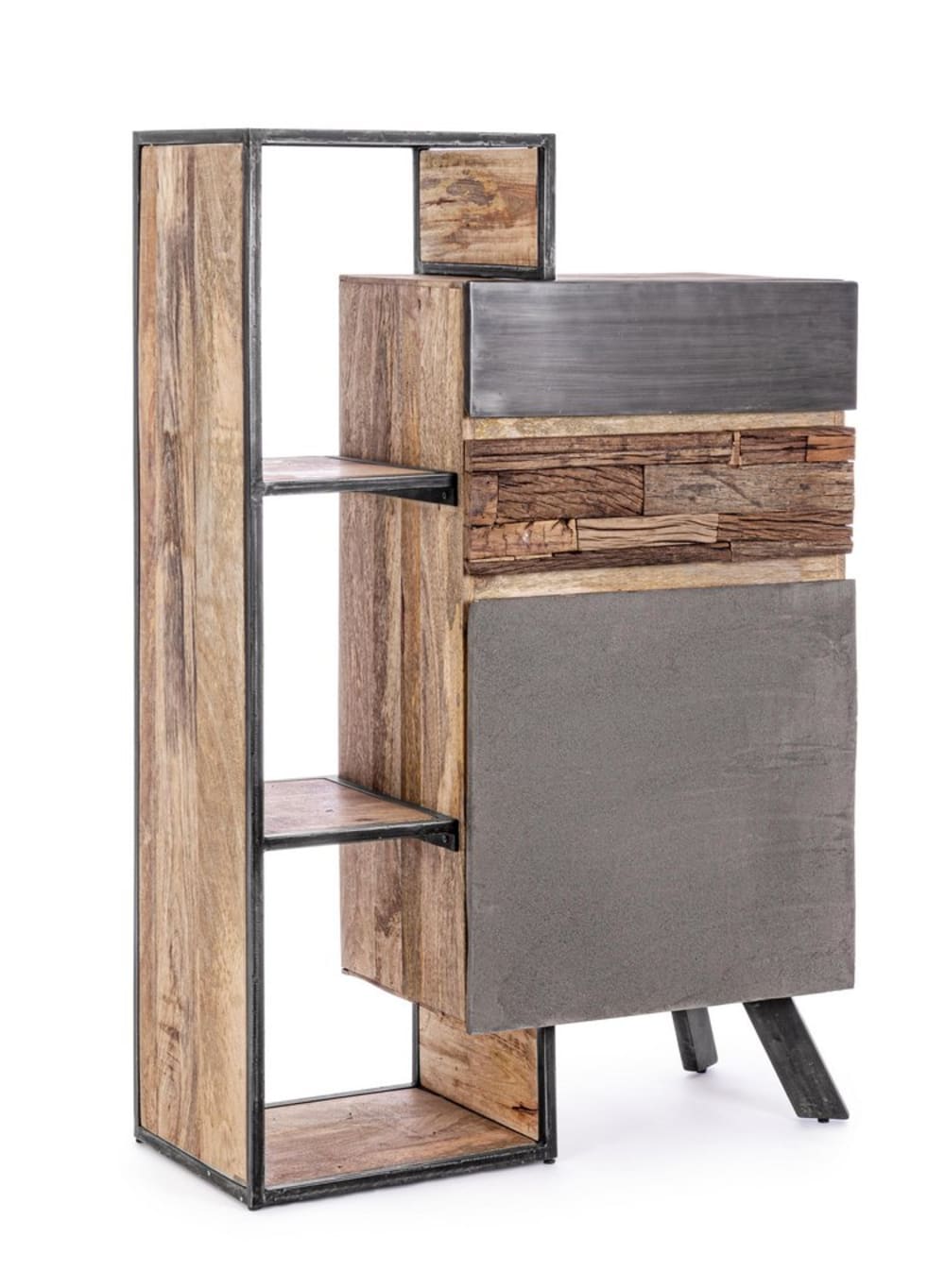 Buffet haut MANCHESTER en manguier et acier noir 90 x 140 cm