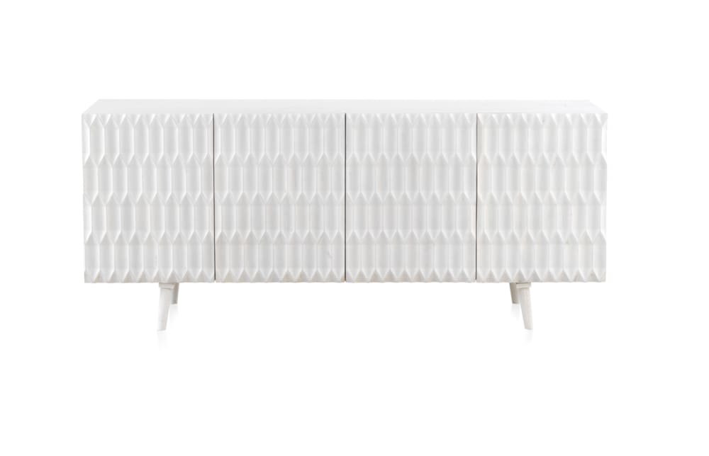 Grand buffet GEESE HOME en manguier massif blanc 4 portes 177 cm