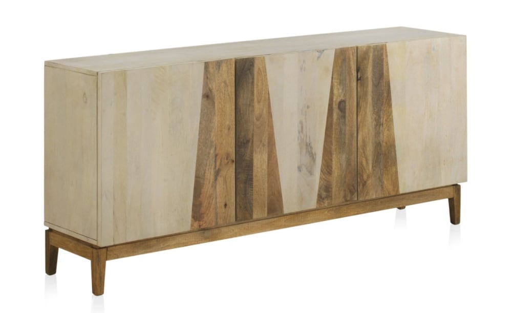 Buffet enfilade GEESE HOME en manguier patiné blanc 160 cm à 3 portes