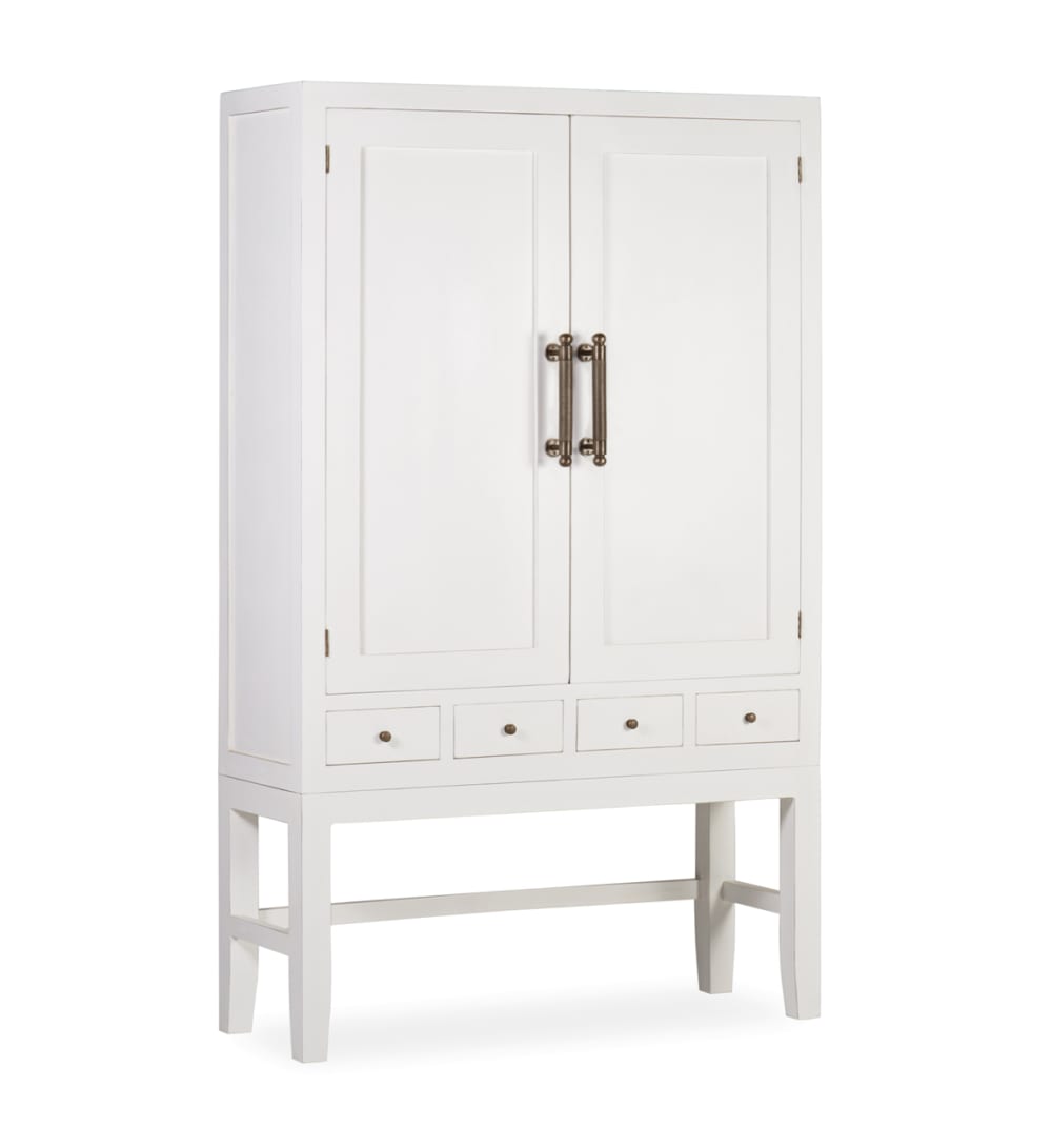 Buffet vaisselier haut EVEREST en bois de mindi blanc 180 cm avec 4 tiroirs