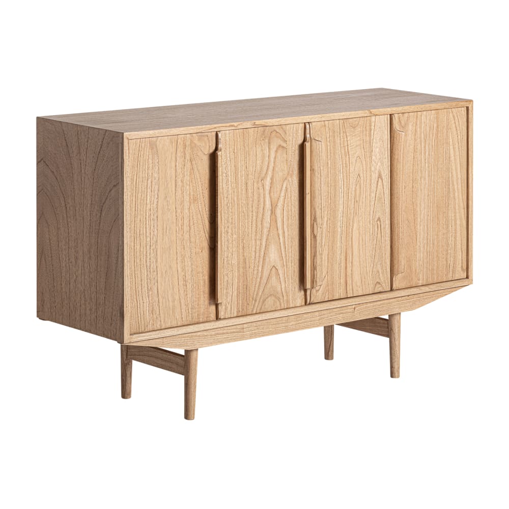Détail du veinage du bois de mindi du buffet KODU