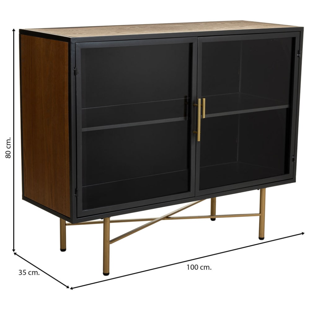 Buffet vitrine WANDERLUST DECO portes ouvertes