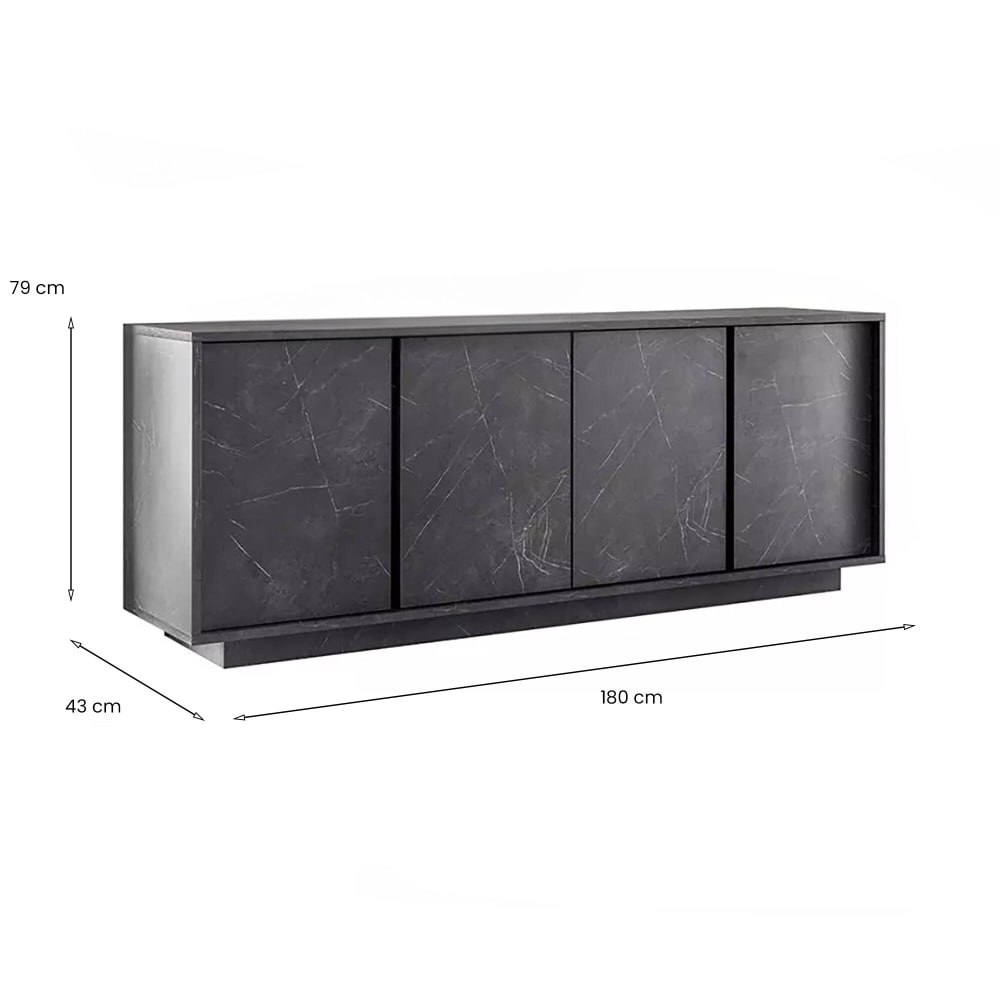 Buffet NIKA portes ouvertes sur ses huit compartiments