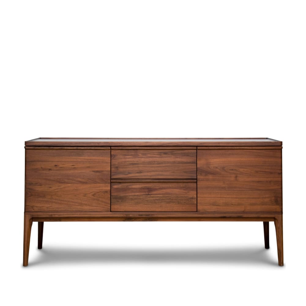 Buffet enfilade HEMET en bois de noyer 160 cm avec 2 portes et 2 tiroirs