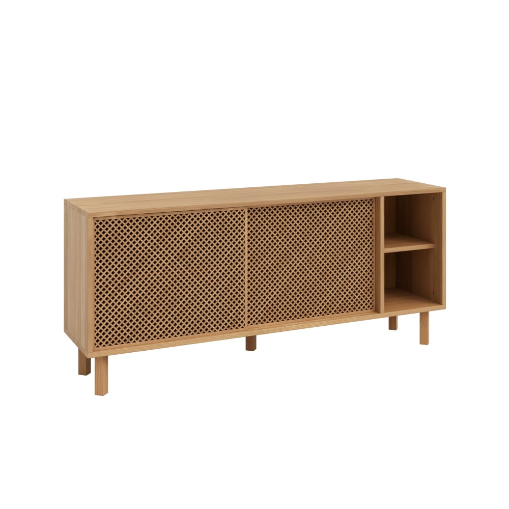 Buffet bahut MORAIG en pin massif verni chêne 150 cm