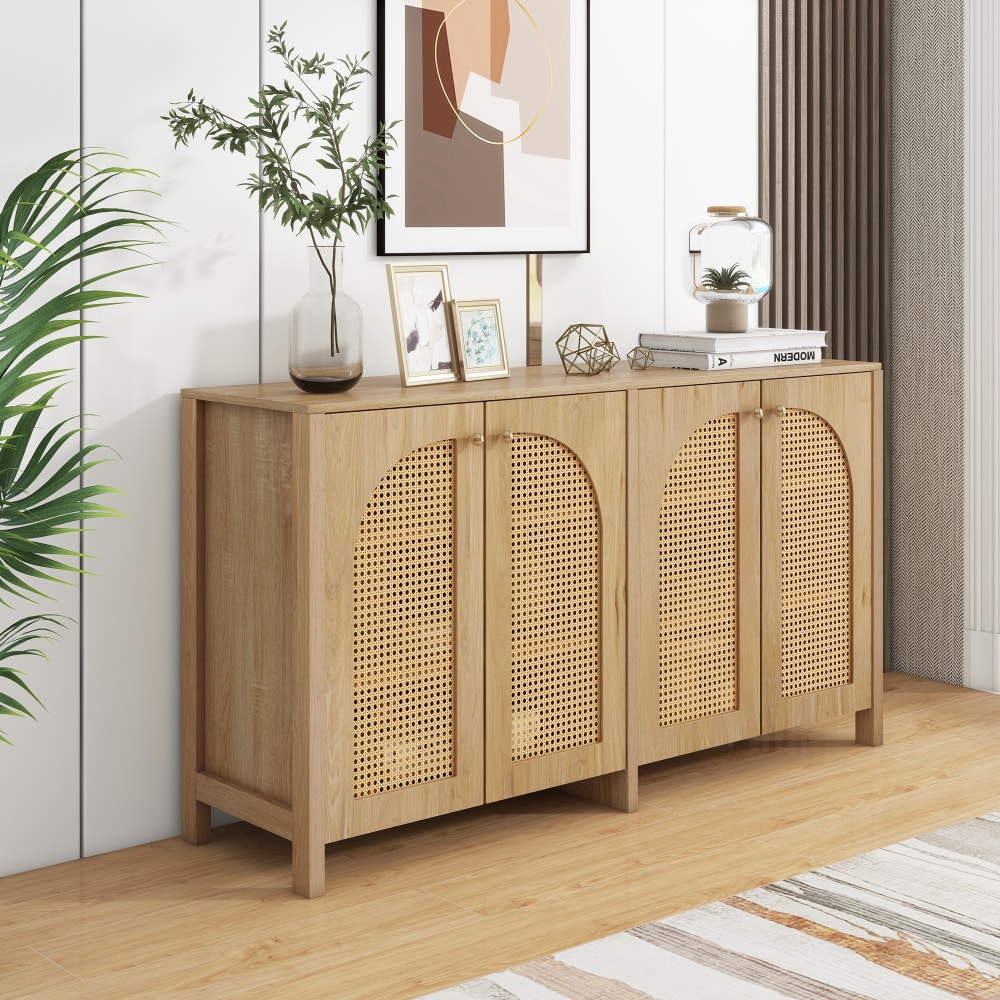 Détail des portes en arche du buffet URBAN MEUBLE en rotin tressé