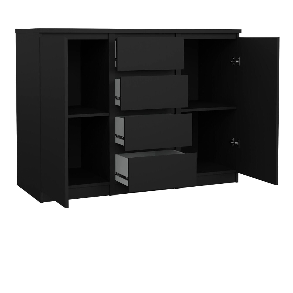 Buffet ANGELIKA noir 2 portes et 4 tiroirs 121 cm