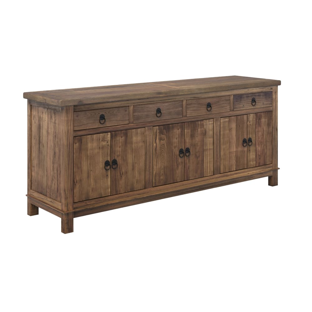 Grand buffet MASTIC en orme recyclé 190 cm avec 3 portes et 4 tiroirs