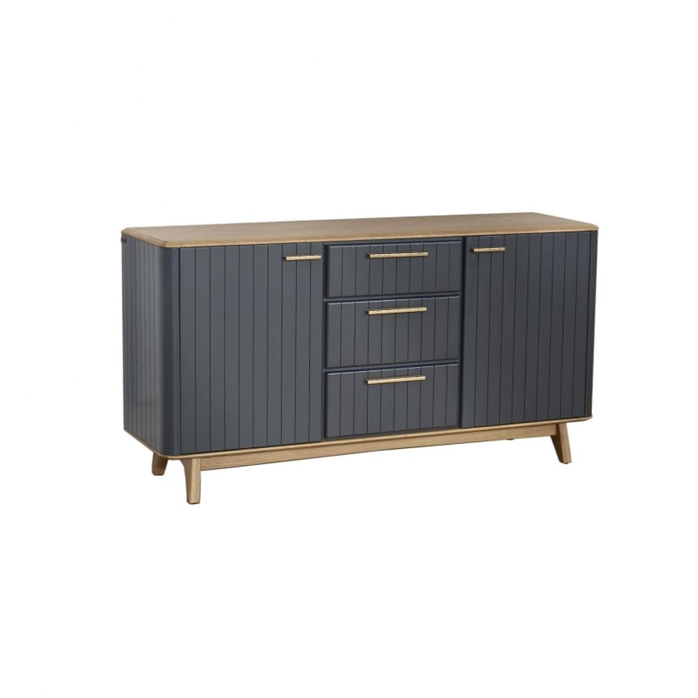 Buffet bahut JOEL gris à plateau chêne de 160 cm