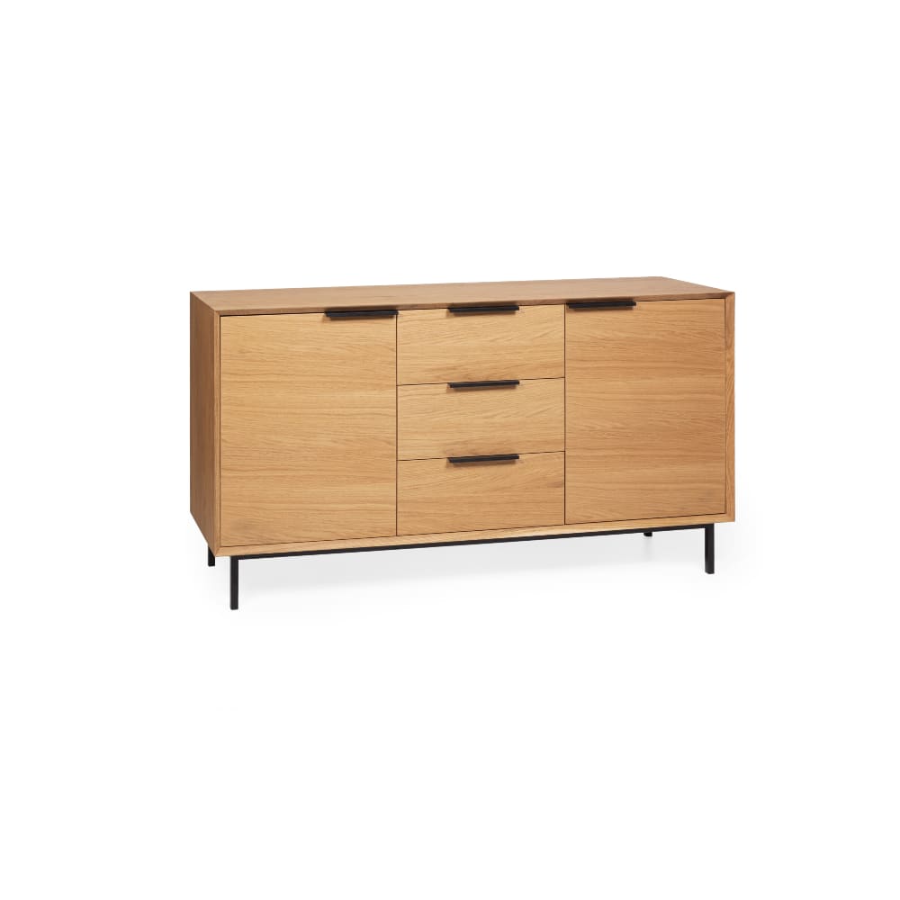 Buffet enfilade BERGEN en chêne naturel 150 cm avec tiroirs et portes