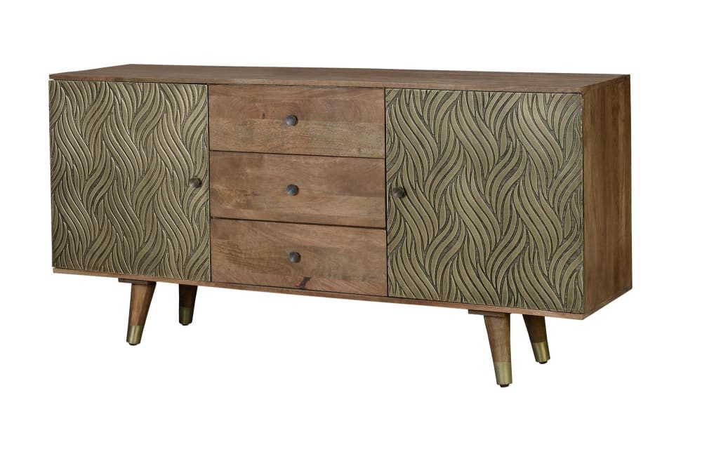 Buffet enfilade SAVANA en manguier massif et bronze 160 cm