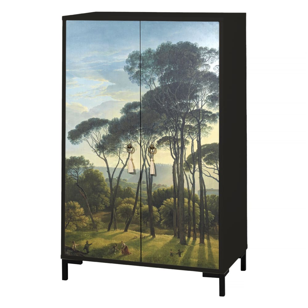 Buffet WALTER portes ouvertes sur les rangements