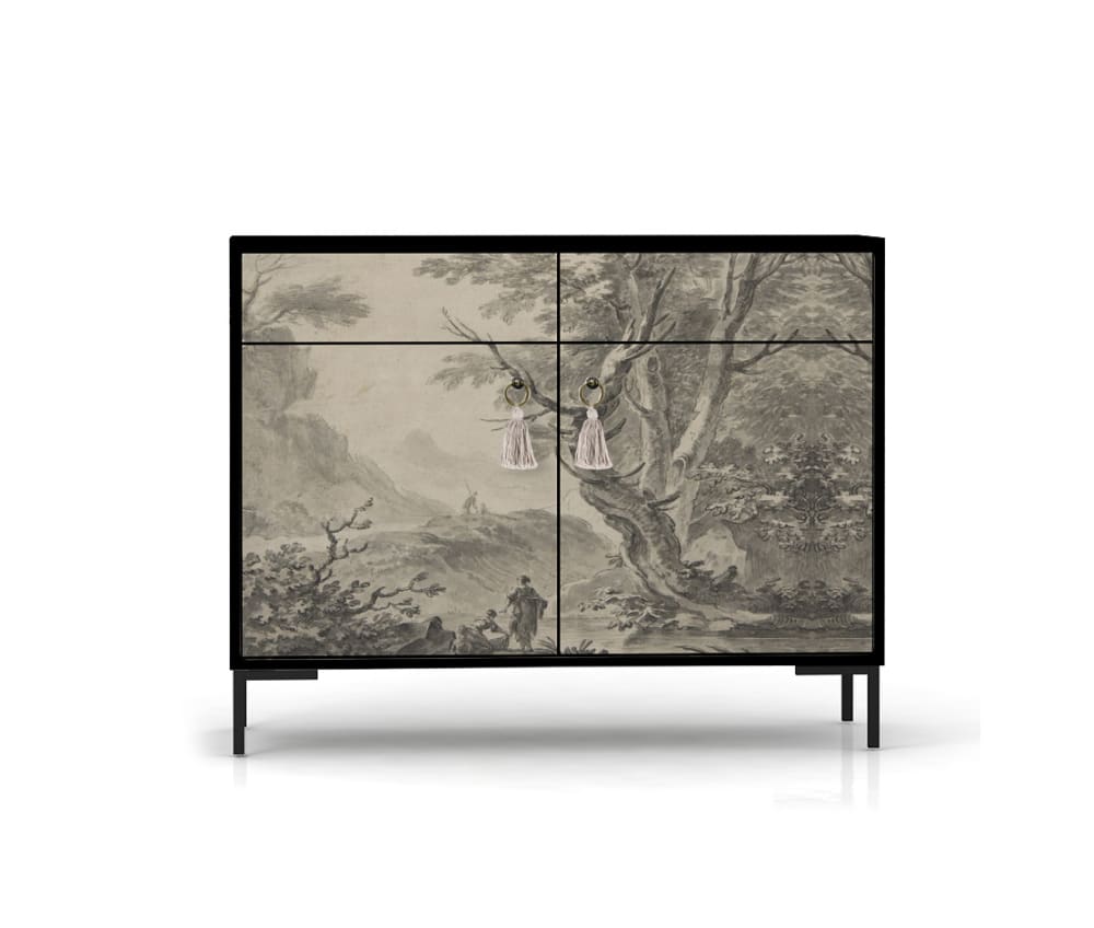 Buffet bas ALISE 2 portes et 2 tiroirs en MDF imprimé 90 cm