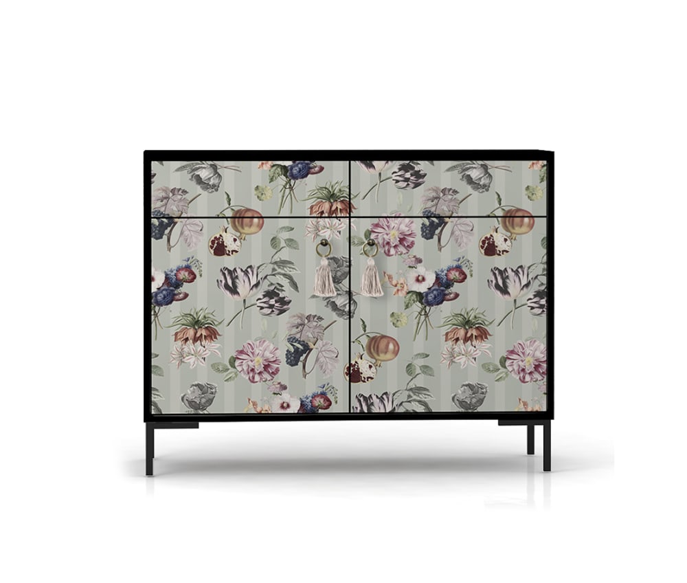 Buffet ALISE en MDF imprimé 90 cm avec 2 portes et 2 tiroirs