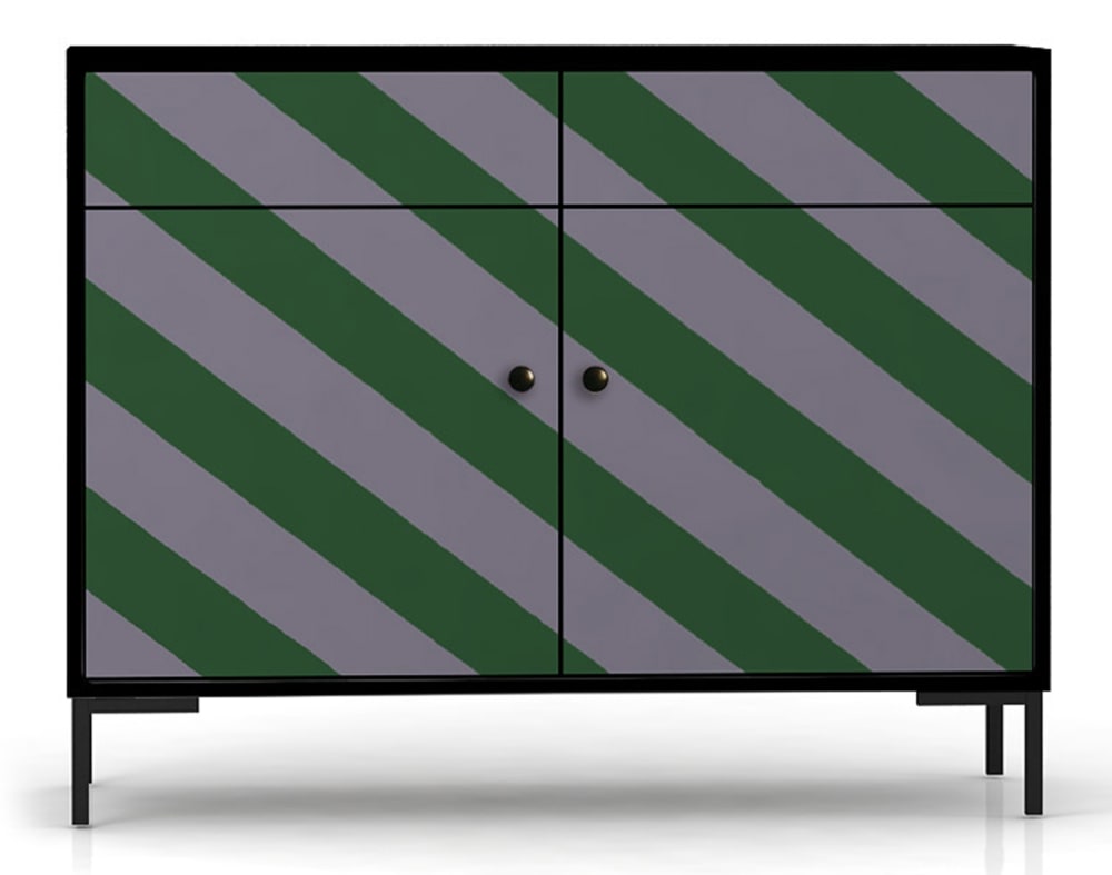 Petit buffet ALISE en MDF à motifs imprimés 90 cm à 2 portes et 2 tiroirs
