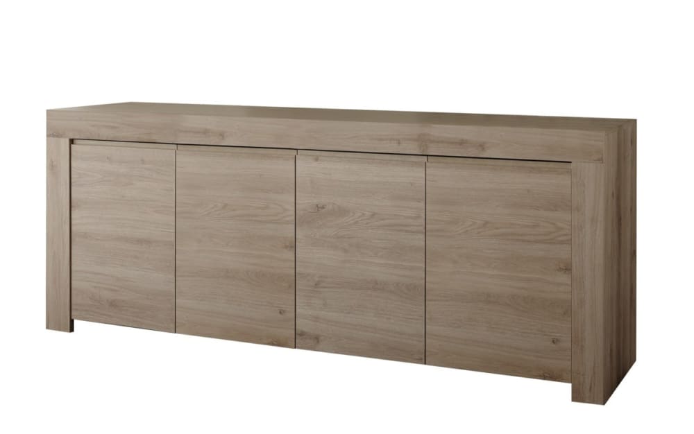 Grand buffet enfilade CAPRI 4 portes chêne foncé 210 cm