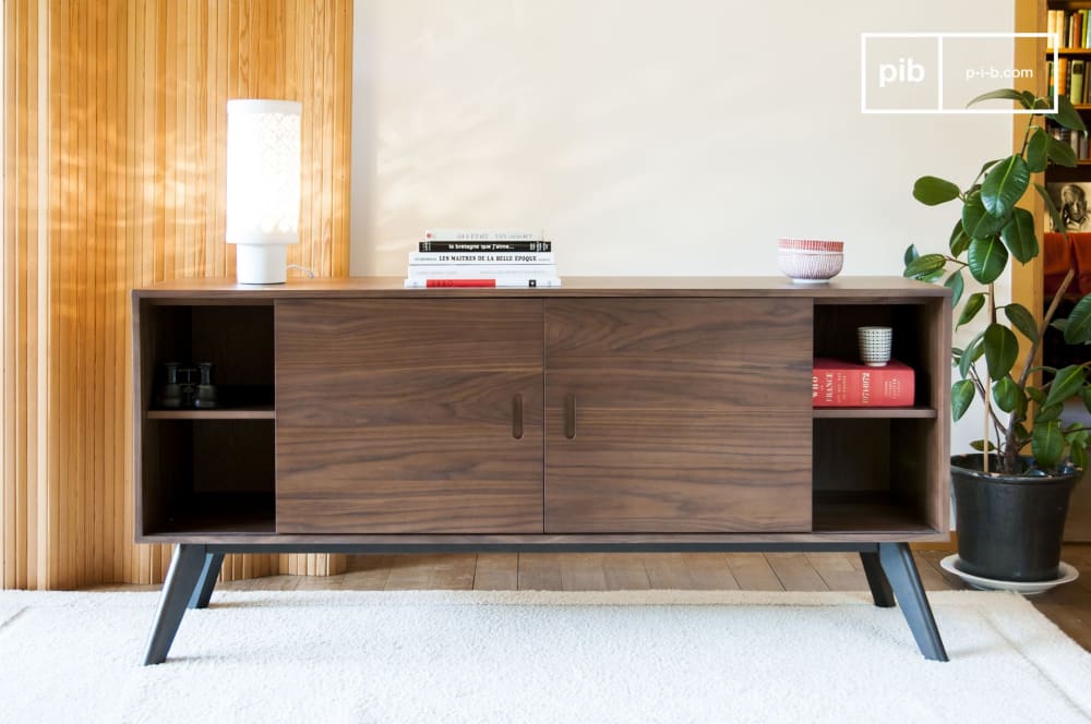 Buffet HINDA portes ouvertes sur les tablettes réglables