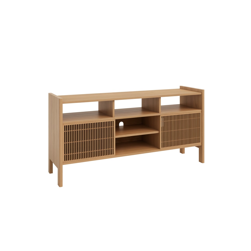 Buffet enfilade BASSA en pin massif verni chêne 151 cm à 2 portes