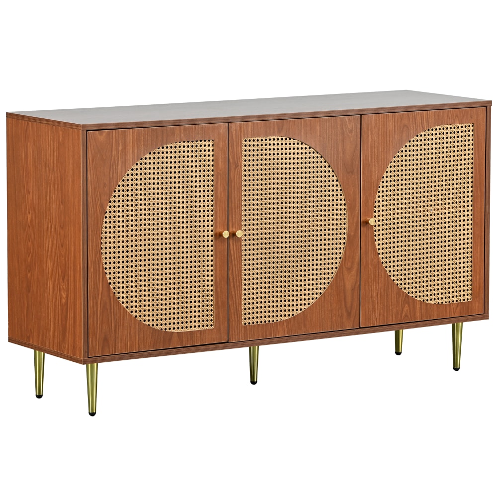 Buffet MEUBLES COSY ton noyer avec 3 portes en rotin tressé demi-cercle