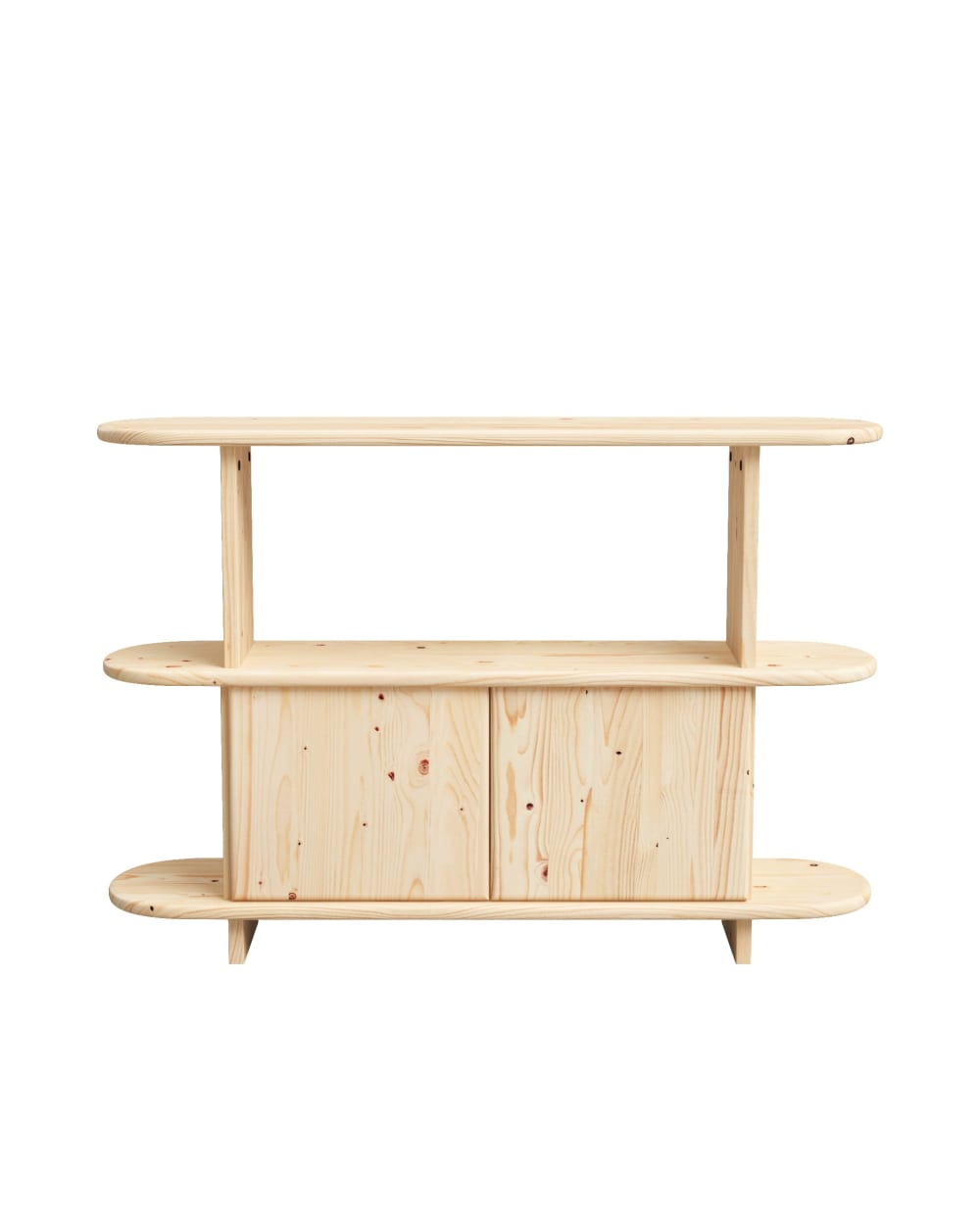 Buffet TOM en sapin massif beige 120 cm à niches et modules fermés