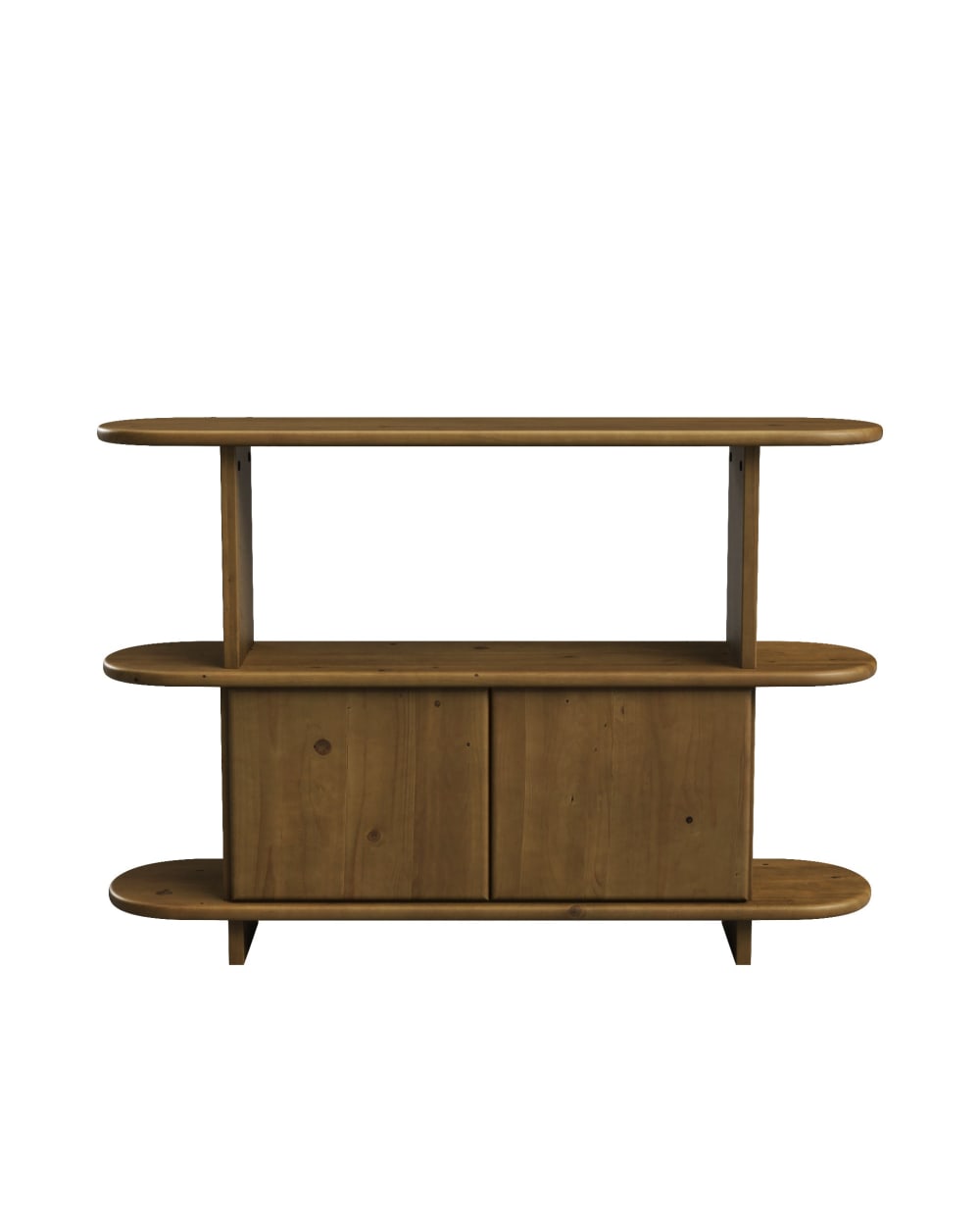 Buffet TOM en sapin massif marron 120 cm avec niches et portes